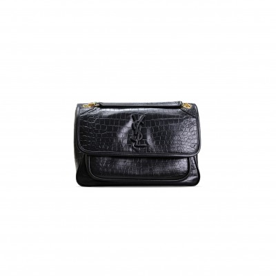 YSL NIKI MEDIUM CHAIN BAG IN CROCODILE-EMBOSSED LEATHER 633158498894 (28*20*8.5cm)